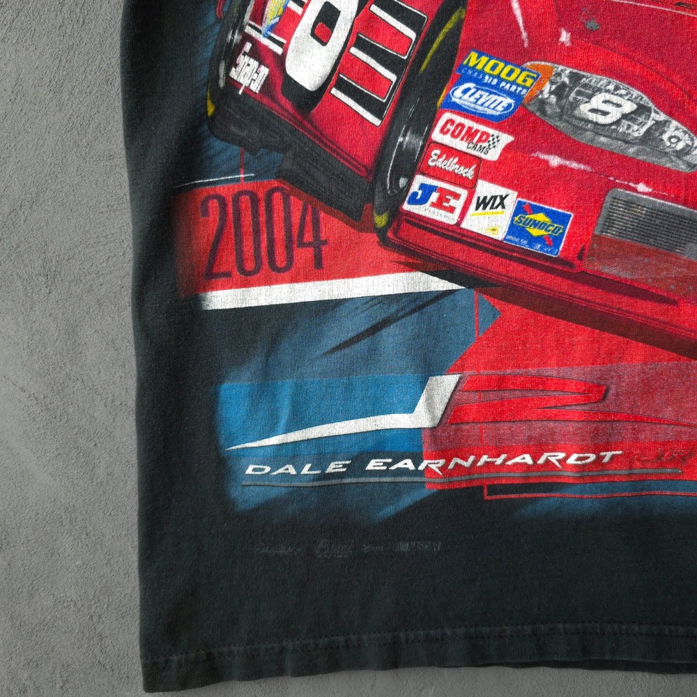 Vintage 2000s Chase Authentics Dale Earnhardt Jr T-shirt Large Black NASCAR AOP - Picture 7 of 10